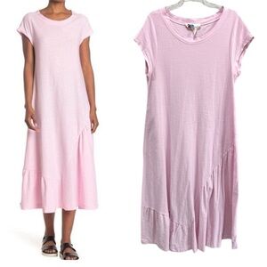 Free People Beach Light Pink Lena Midi Linen Blend Dress